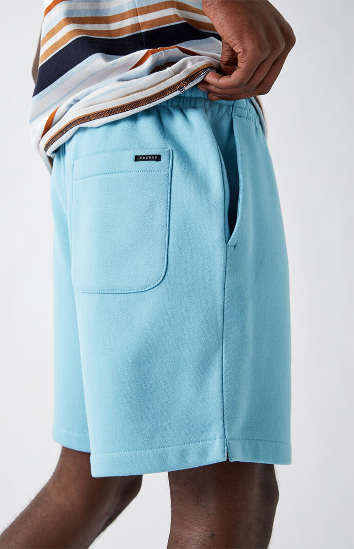 Blue Fleece Drawstring Volleyball Shorts