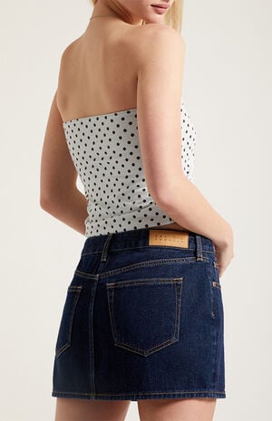 Bella Dark Blue Mid Rise Denim Mini Skirt image number 5