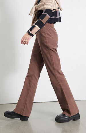 Brown Corduroy High Waisted Bootcut Jeans image number 3