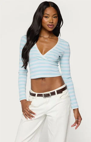 Phoebey Striped V-Neck Top image number 1