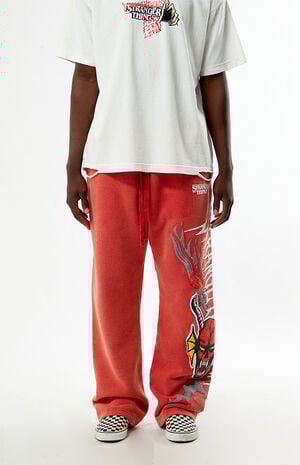 x Stranger Things Red Hellfire Club Baggy Sweatpants image number 4