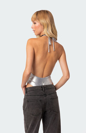 Elektra Open Back Metallic Bodysuit image number 4