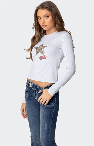 Cherry Leopard Star Long Sleeve T-Shirt image number 4