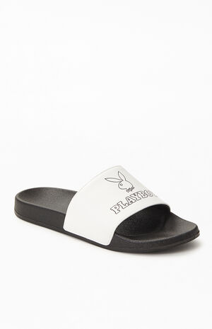 By PacSun Women's Black & White Bunny Slide Sandals image number 3