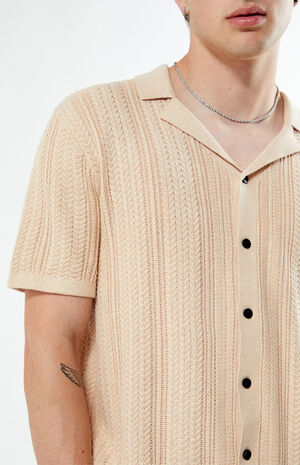 Cropped Knit Camp Shirt image number 3