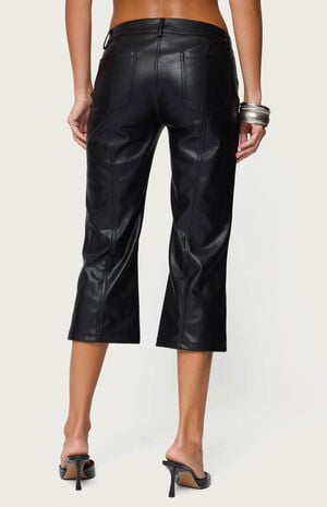 Lexy Faux Leather Flared Capri Pants image number 3