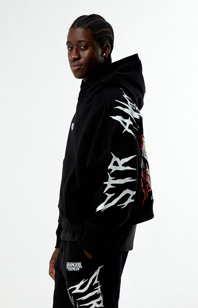 Netflix x Stranger Things Black Hellfire Club Cropped Hoodie | Pacsun