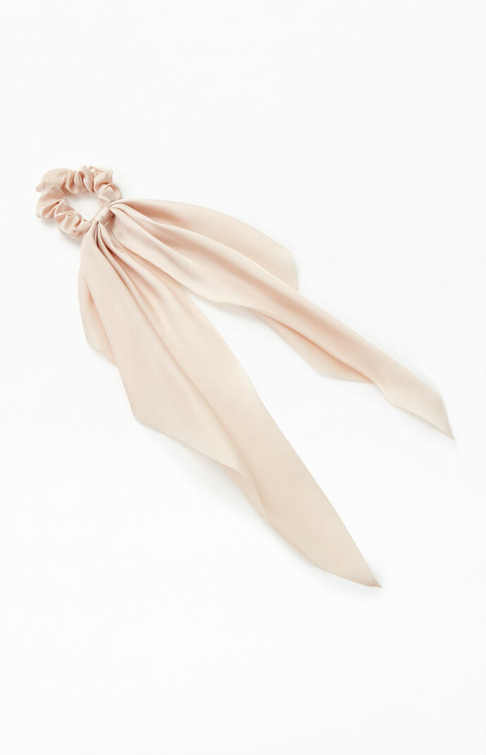 Cream Flowy Satin Scrunchie