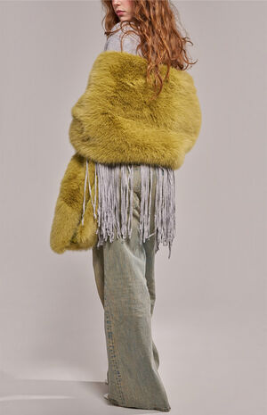 Warm Olive Starlet Faux Fur Scarf image number 4