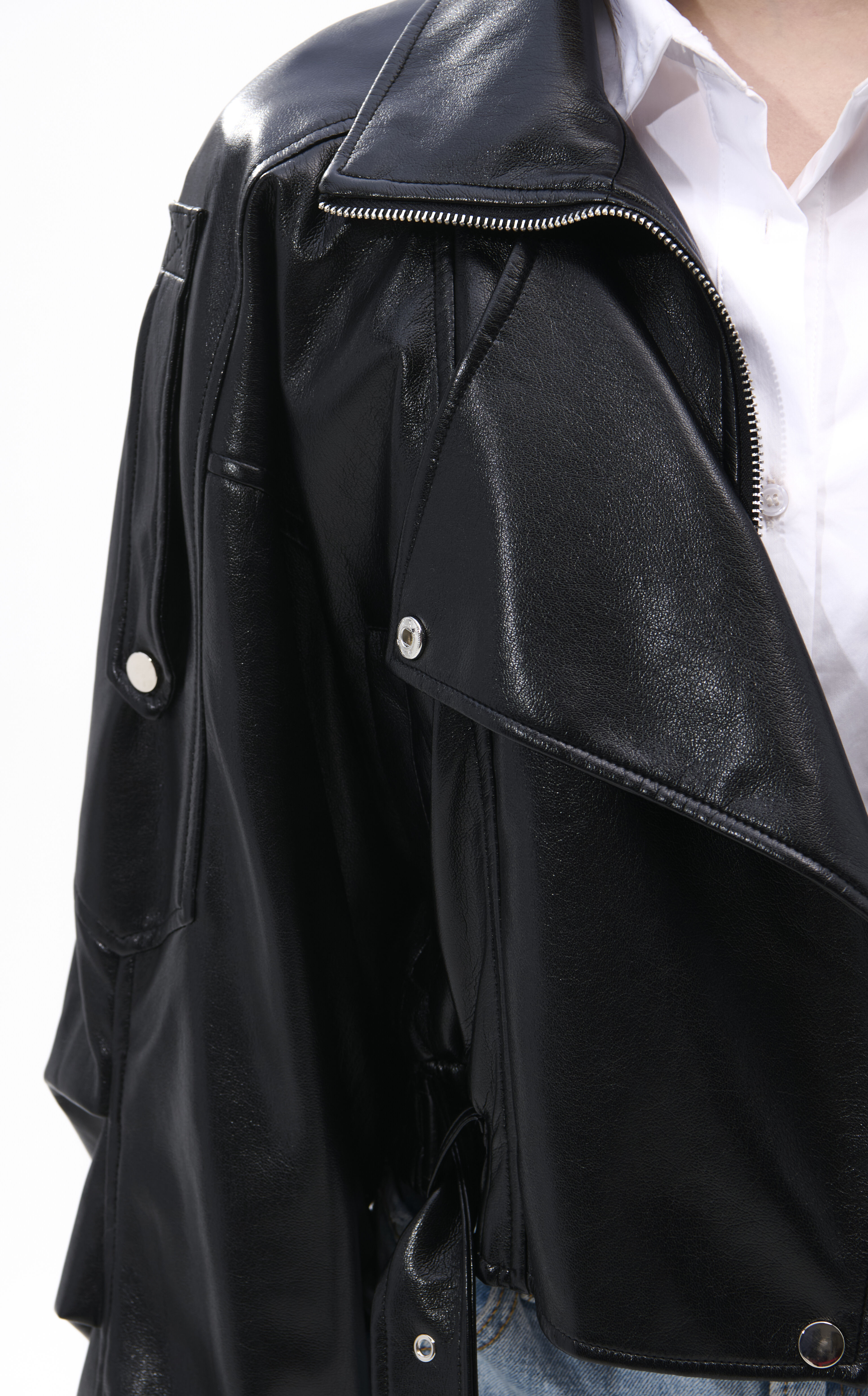AZALEA WANG Papoose Black Butter Faux Leather Jacket