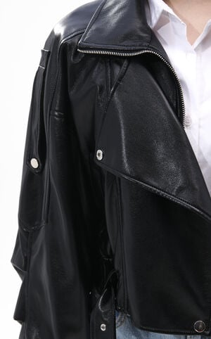 Papoose Black Butter Faux Leather Jacket image number 5