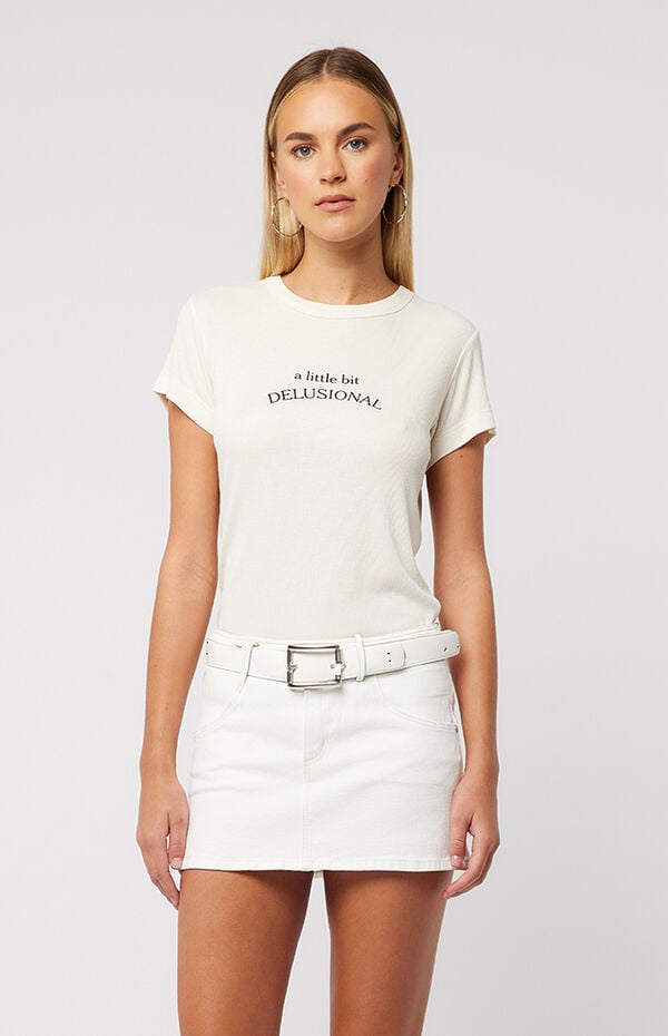 ABRAND White 88 Low Rise Mini Skirt