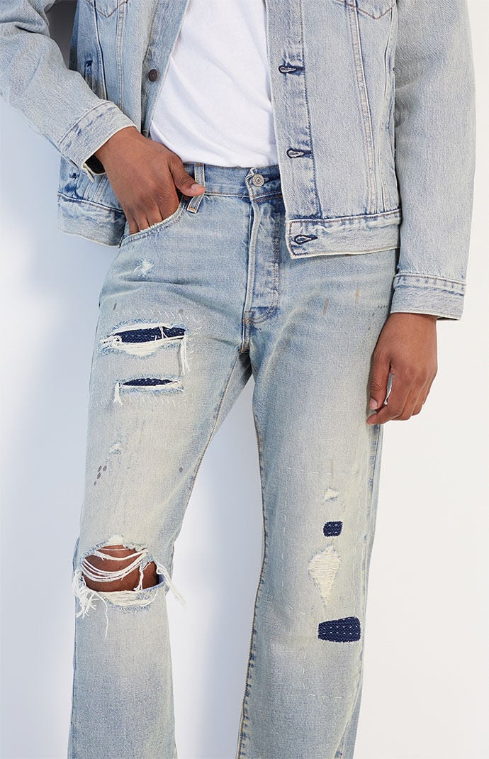 Levi's light blue ripped jeans outlet