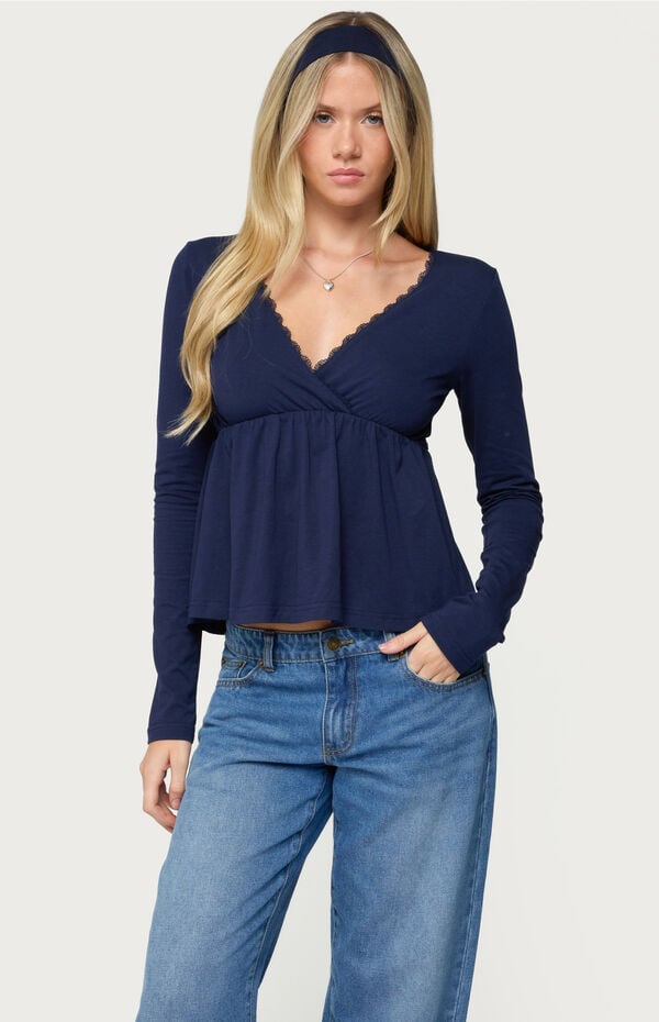 Edikted Kenzie Long Sleeve Babydoll Top