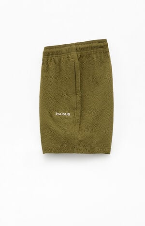 Olive Seersucker 4.5" Swim Trunks image number 3