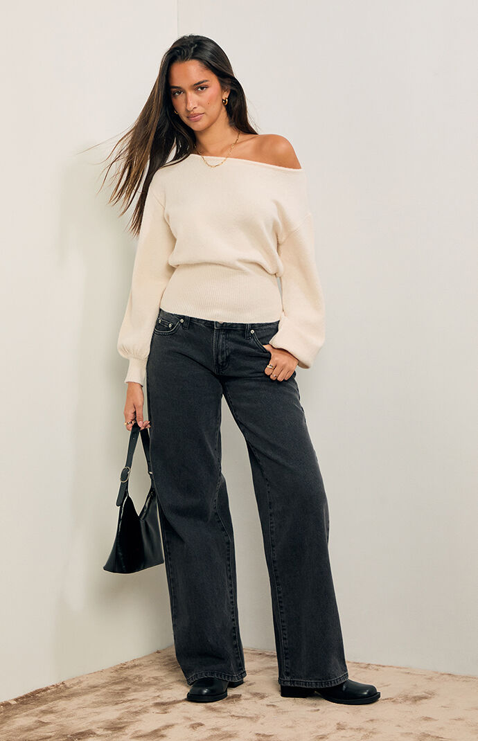 Women's Harley Off-The-Shoulder Sweater in Cream - Size Small