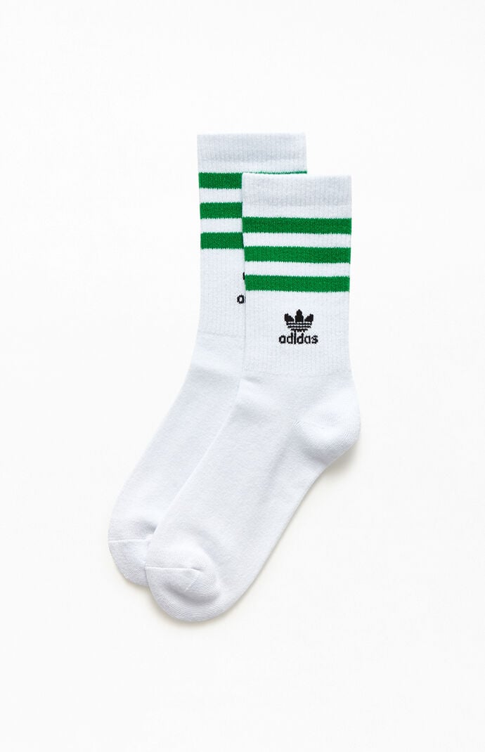 White & Green Recycled Single Crew Socks