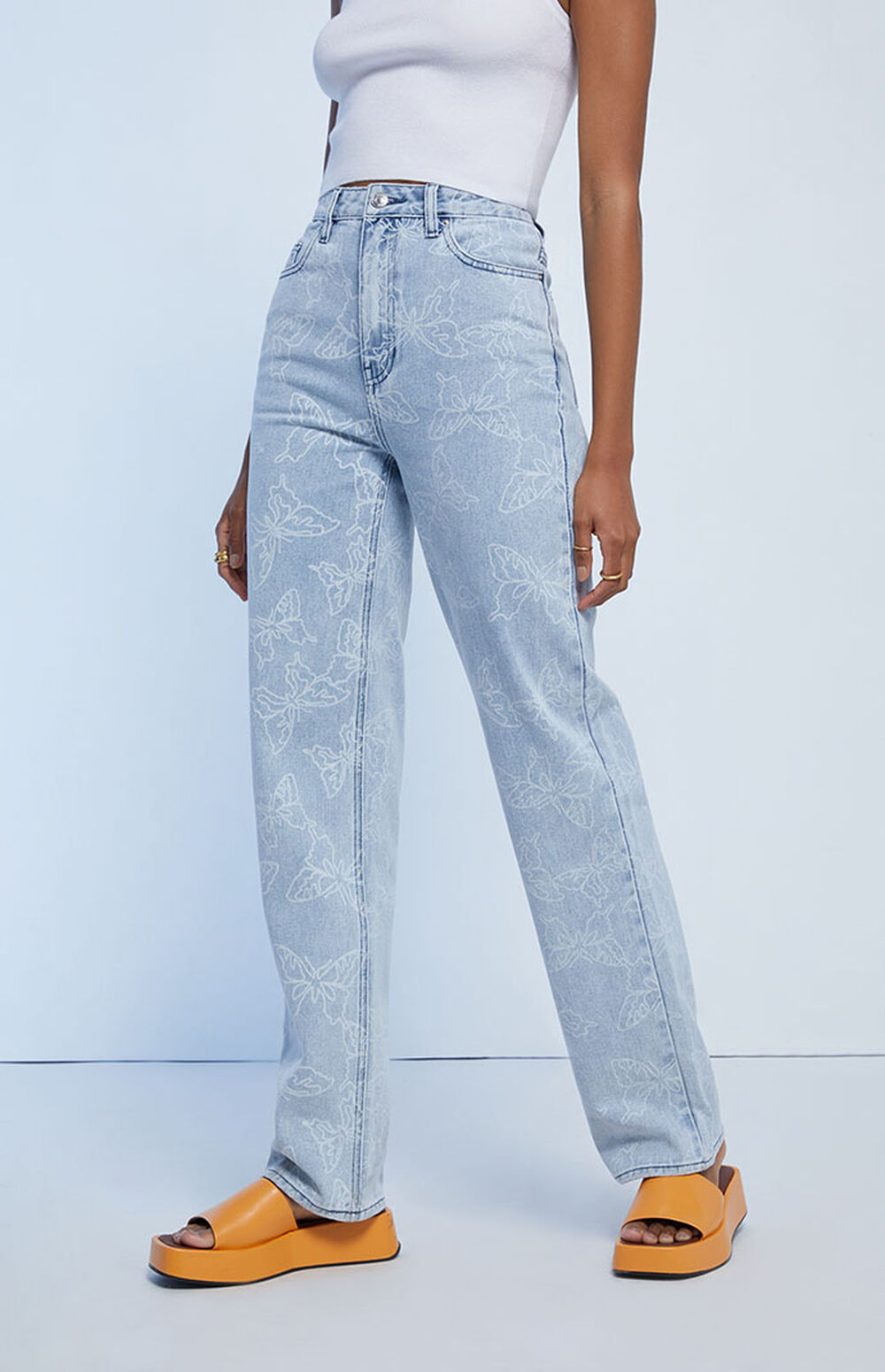 PacSun Light Blue Butterfly Boyfriend Jeans PacSun