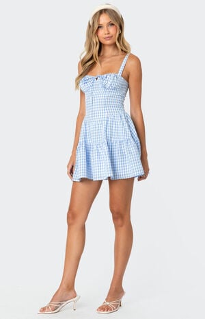 Basil Cupped Gingham Mini Dress image number 2