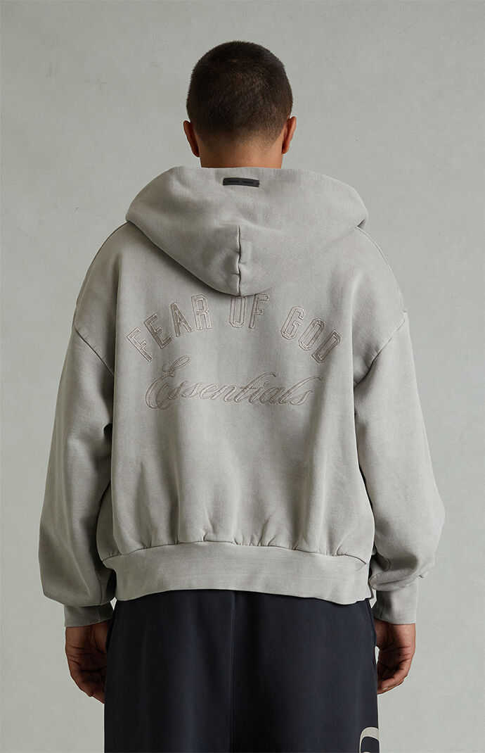 Fear of God ESSENTIALS Smoke Grey Classic Fleece Zip Up Hoodie