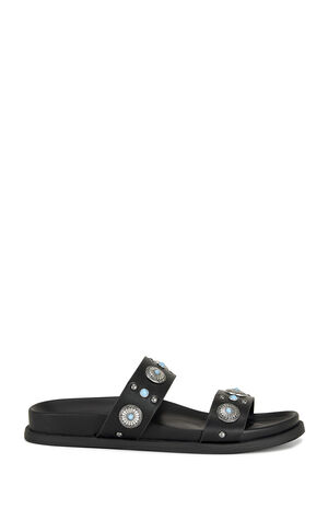 Women's Storge Black Flat Sandals image number 1