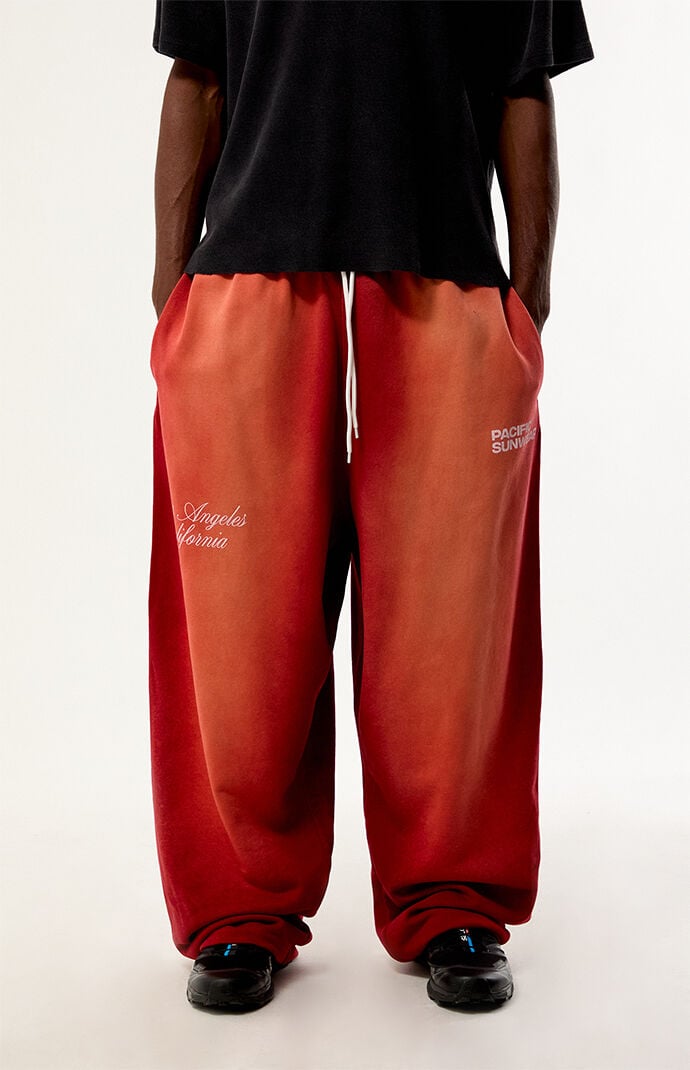 Pacsun Washed Red Terrain Wide Leg Sweatpants