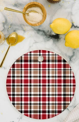 Red Plaid Round Cutting Board image number 1