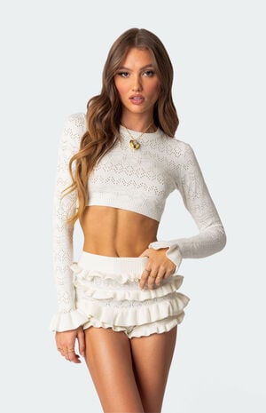 Delana Embroidered Knit Crop Top image number 1