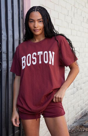 Burgundy Penelope Boston Oversized T-Shirt image number 1