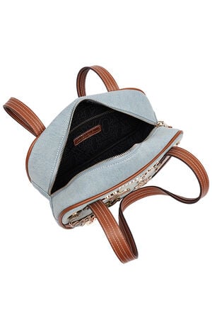 Arbor Multi Pin Logo Denim Satchel Bag image number 8