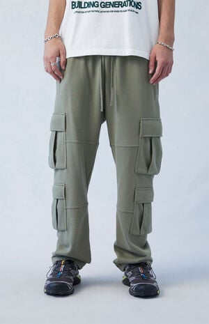 Terry Olive Straight Cargo Sweatpants