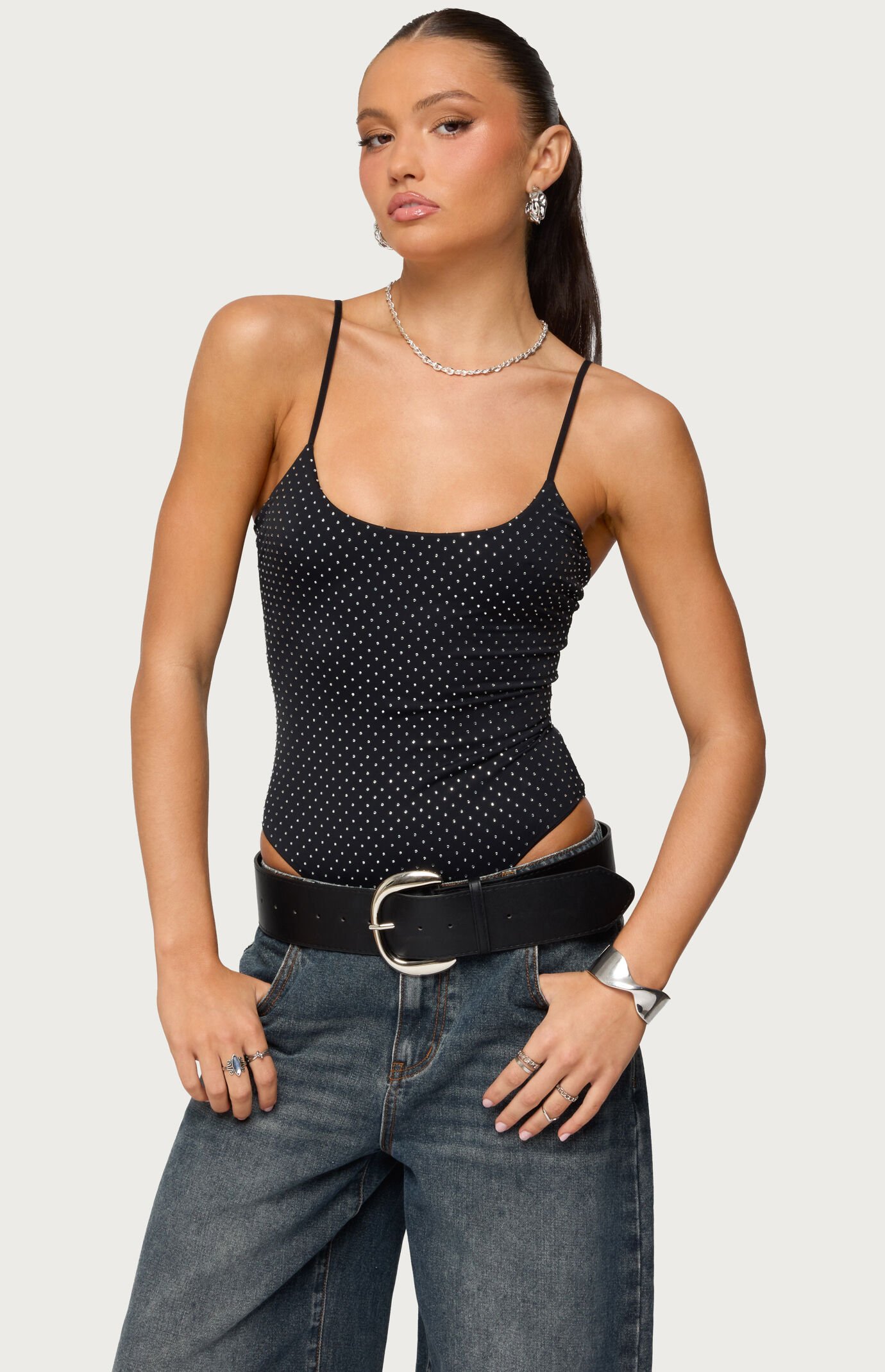 Edikted Georgey Rhinestone Bodysuit