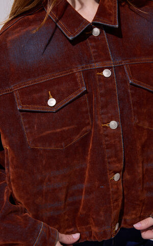 Sampson Burnt Orange Velvet Denim Jacket image number 5
