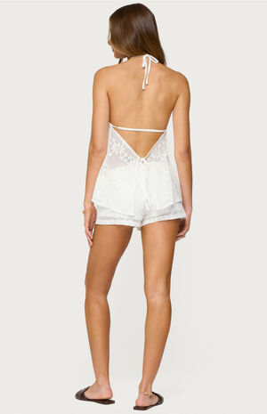 Arlie Floral Texured Sheer Halter Top image number 4