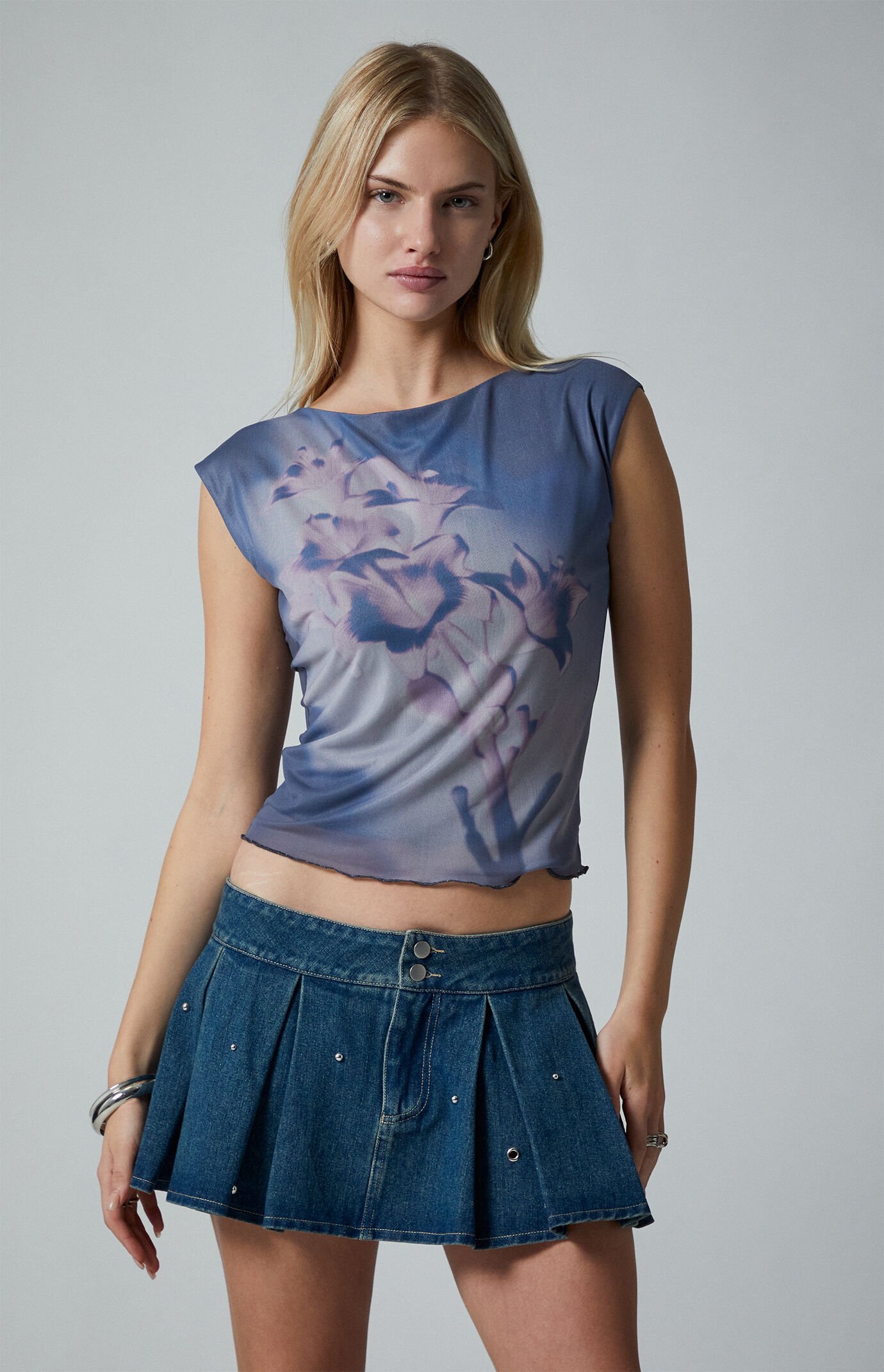 Third Charm Cora Mesh Print Tank Top