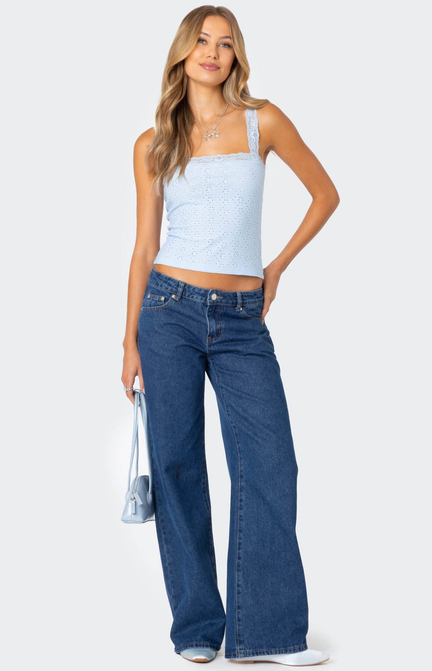 Edikted Virginia Lace Trim Eyelet Tank Top | PacSun