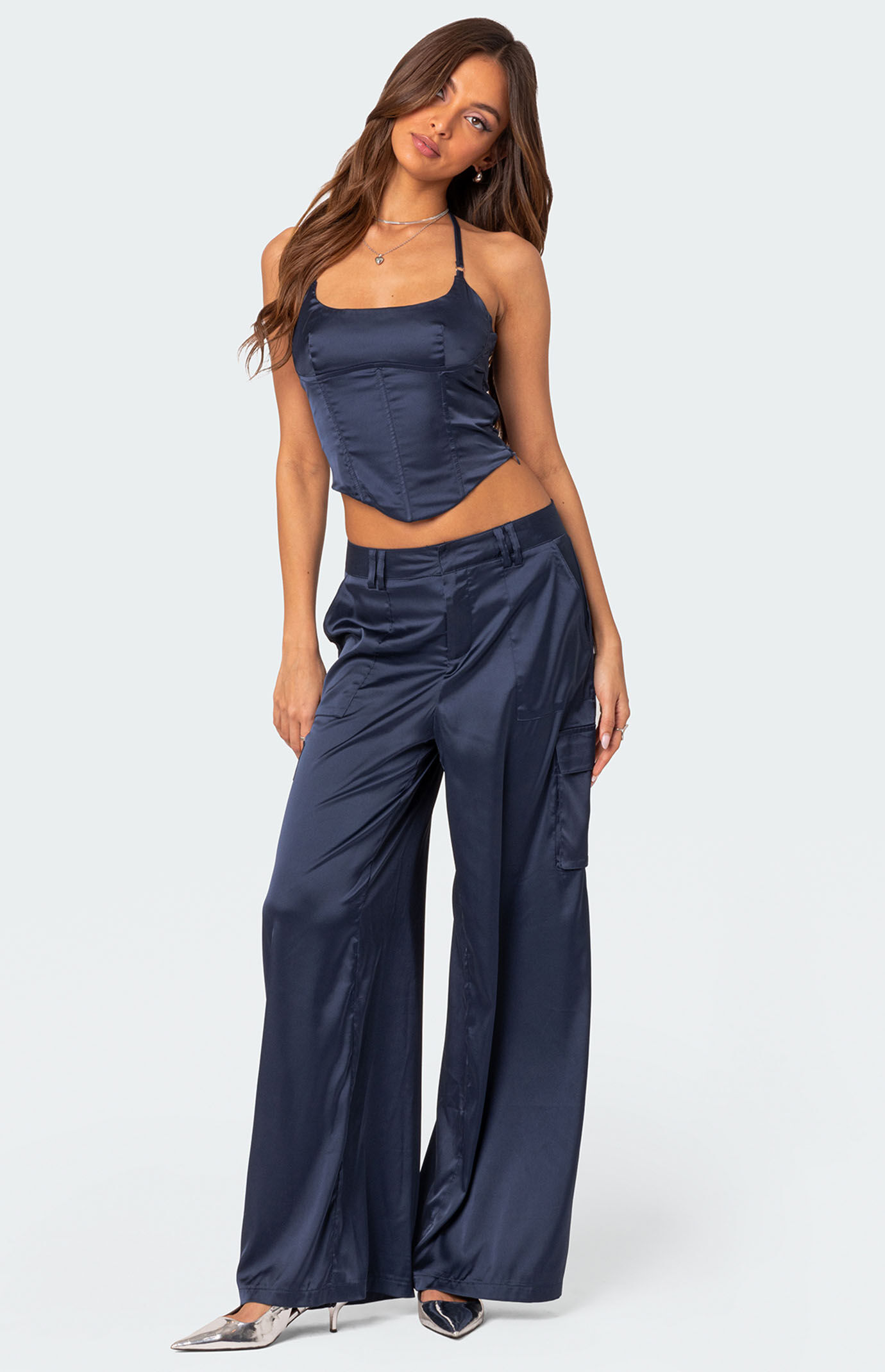 Edikted Kelsey Satin Trousers | PacSun