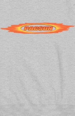 Gray Flames PacSun Logo Crew Neck Sweatshirt image number 4