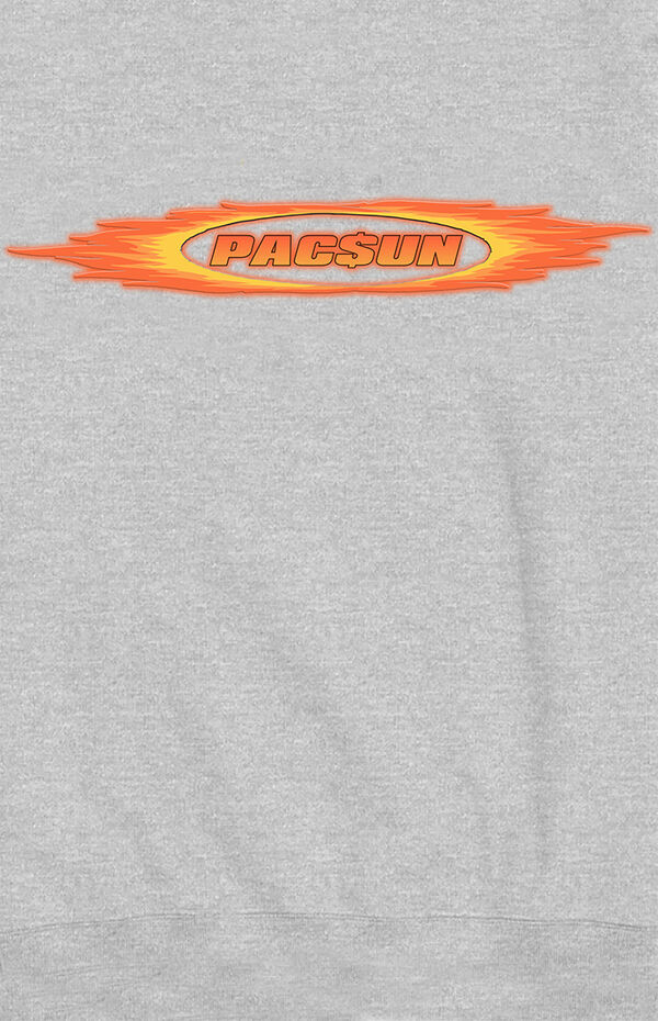 Gray Flames PacSun Logo Crew Neck Sweatshirt