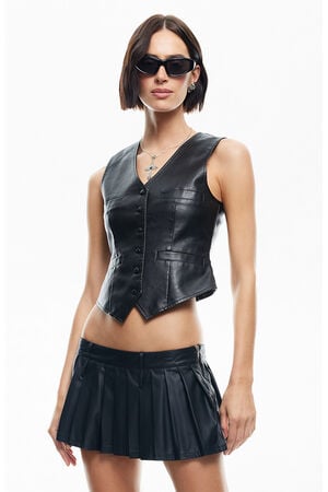 Faux Leather Rider Mini Skirt image number 1