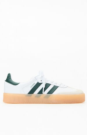 Women's Green & White Samba Sneakers image number 1