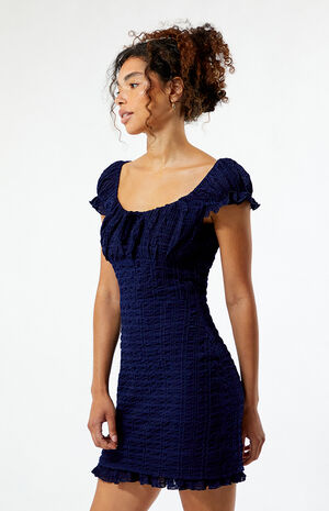 Smocked Tie Front Mini Dress image number 2