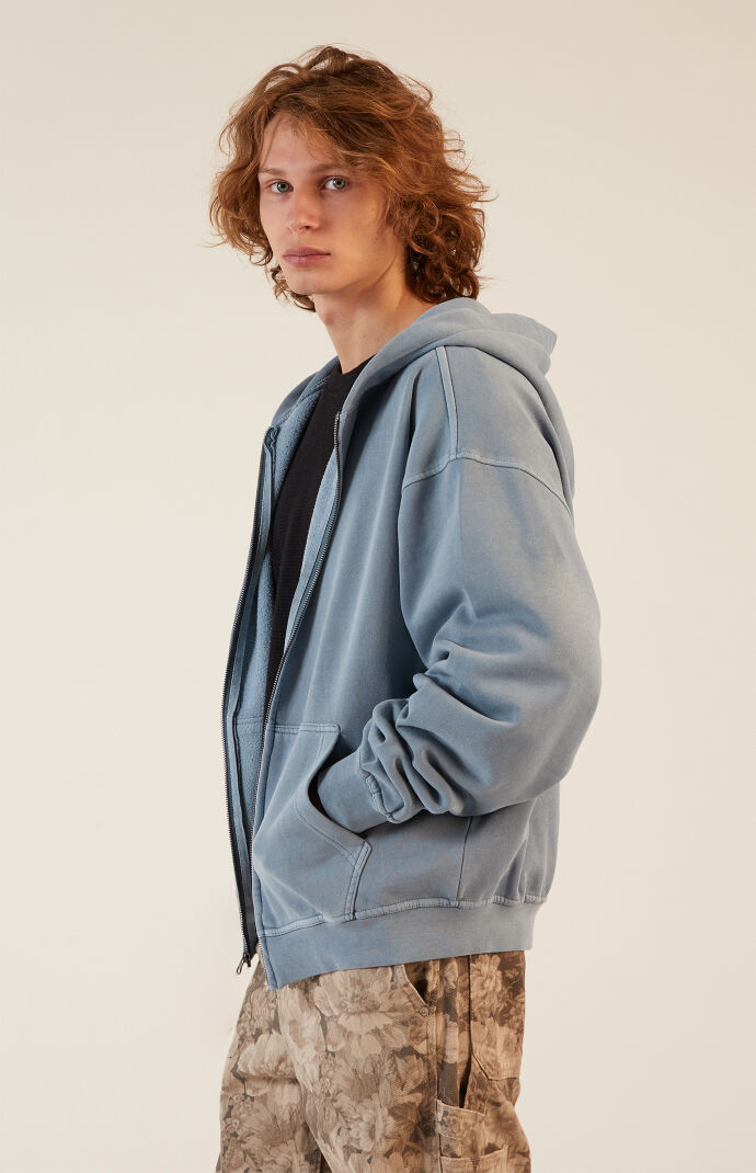 Pacsun Blue Vintage Wash Full Zip Hoodie | Pacsun