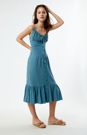 Linen Bustier Midi Dress image number 1