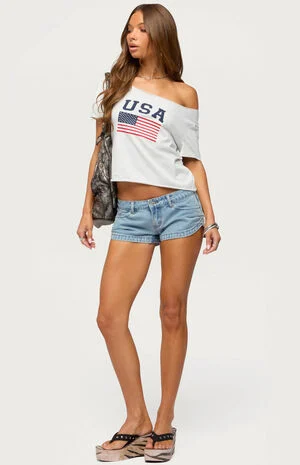 USA Babe Off-The-Shoulder T-Shirt image number 5