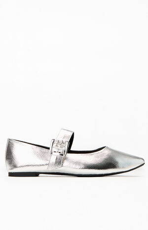 Women's Silver Spinning Around Flats image number 1