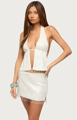 Dalis Fringed Sequin Split Front Top image number 1