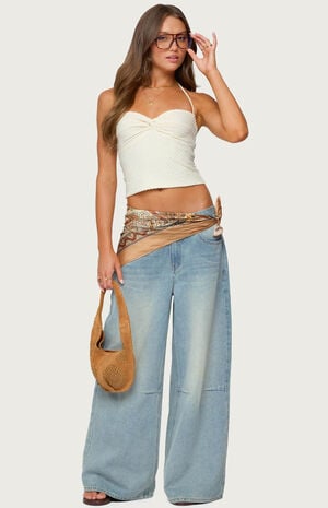 Zoee Twisted Textured Halter Top image number 5