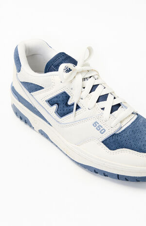 White & Blue 550 Sneakers image number 6