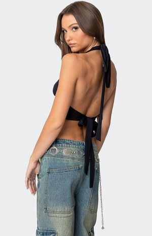 Open Back Triangle Halter Top image number 4